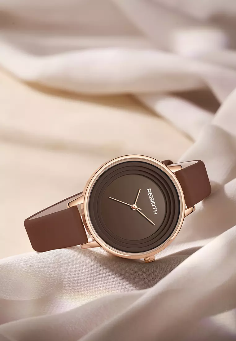 Jam Tangan Wanita Minimalist Dial Tali Kulit Anti Air Jam Tangan Cewek brown
