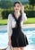 A-IN GIRLS white Elegant Lace Colorblock One-Piece Swimsuit A63A4US026013EGS_3