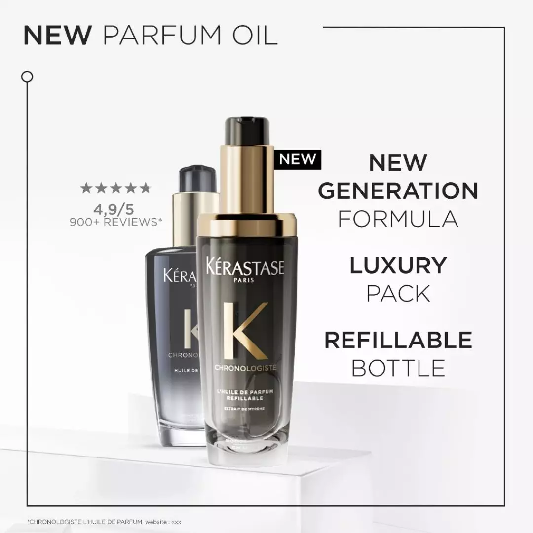 Kerastase Chronologiste Hair Oil 75ml Anti Aging Hair Serum - Serum Rambut untuk Rambut Aging (Rapuh, Kusam, Kaku)