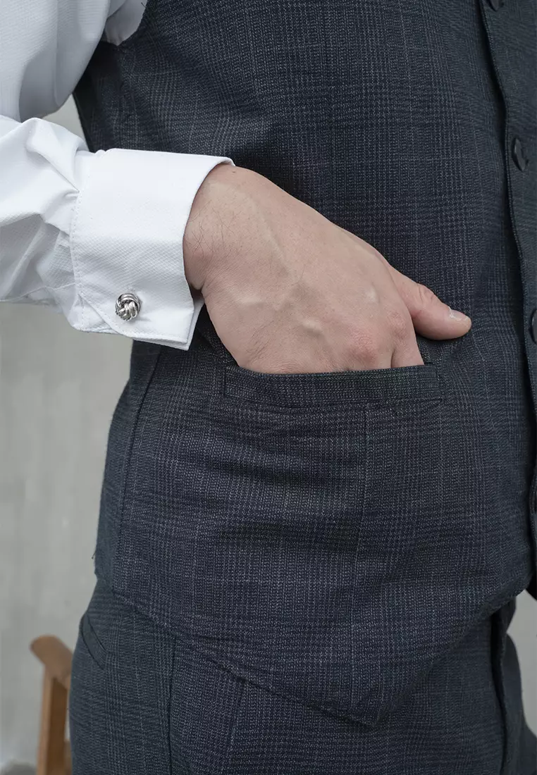 Houseofcuff Vest / Rompi Formal Biru Kotak Navy Waistcoat Wedding Tuxedo