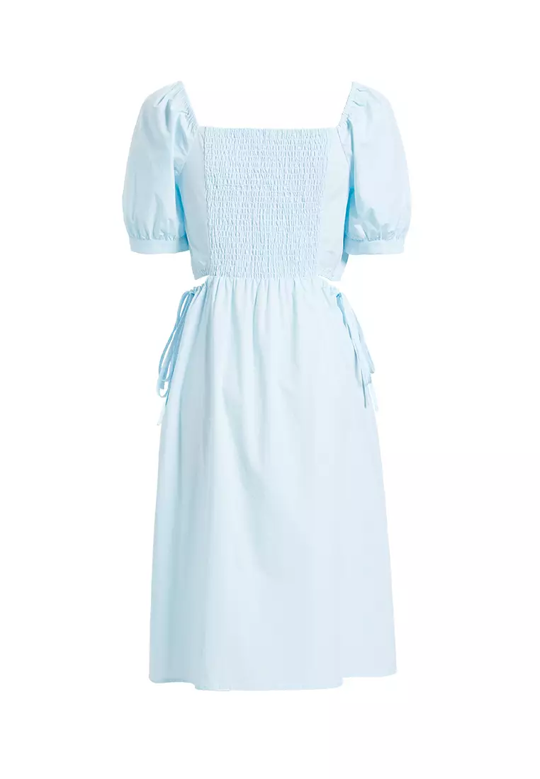 Square Neck Midi Dress with Waist Slits