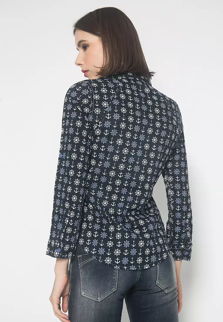 LGS - Kemeja Wanita - Full Motif - Warna Hitam LSH.381.O1268L.516.C