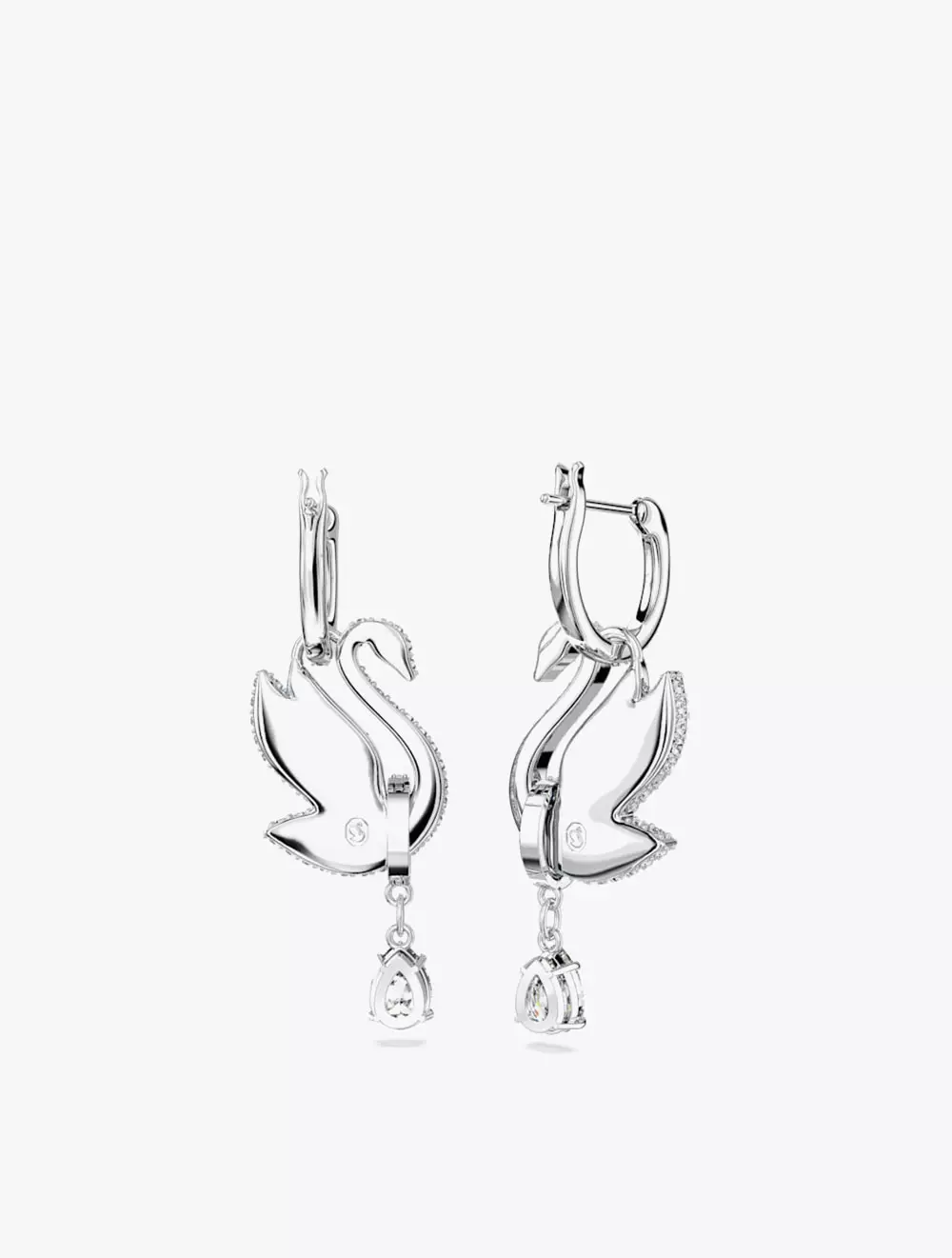 Swarovski Iconic Swan Drop Earrings, Swan, Blue, Rhodium Plated - Blue