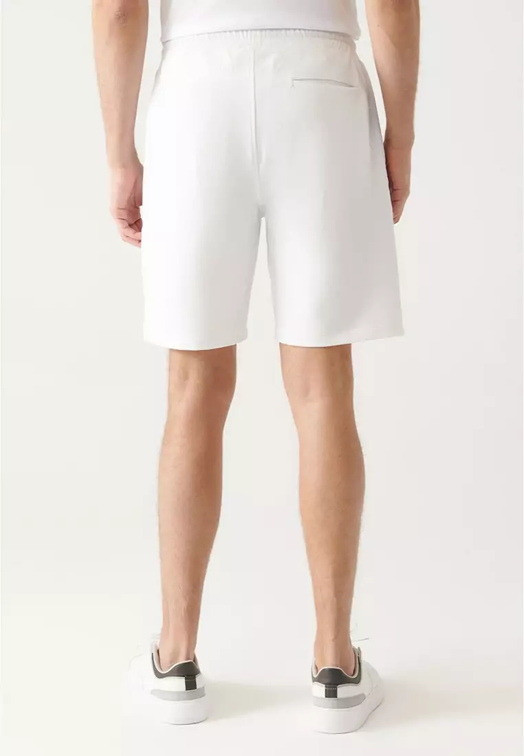 Men's White Side Pocket Printed Shorts A31Y3630