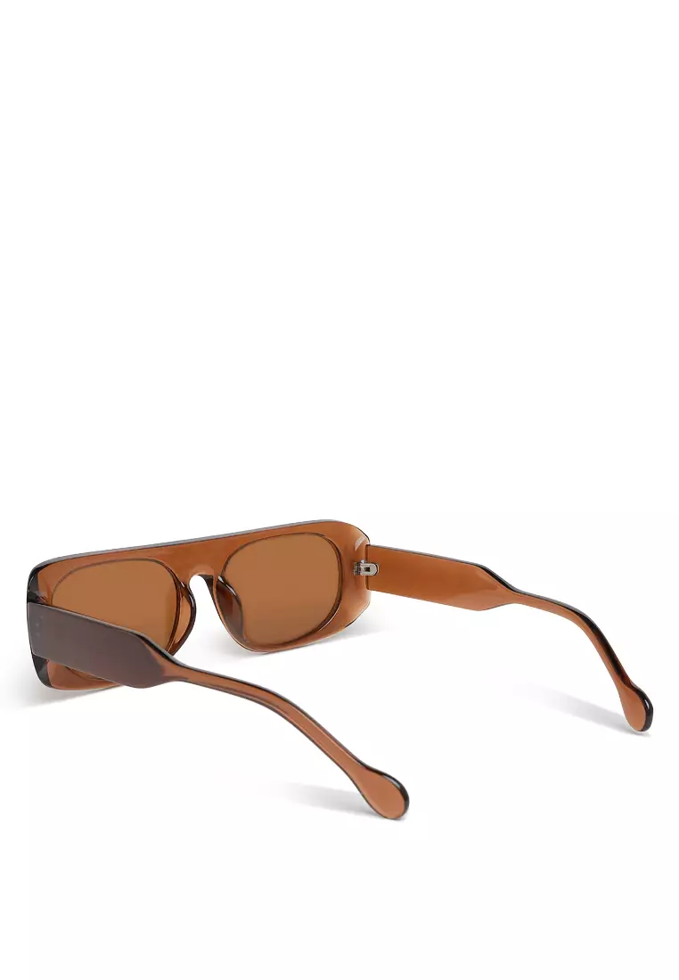 Flat Bridge Oval Sunglasses In Brown