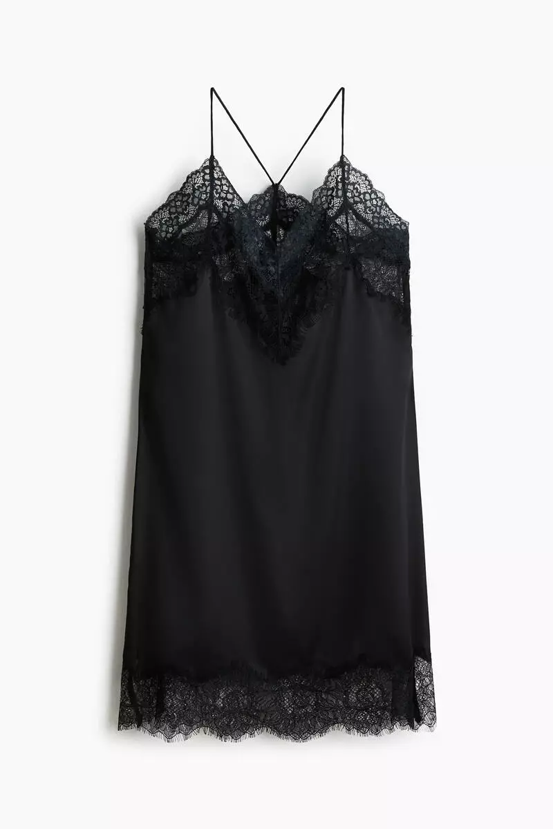 Lace-trimmed satin dress