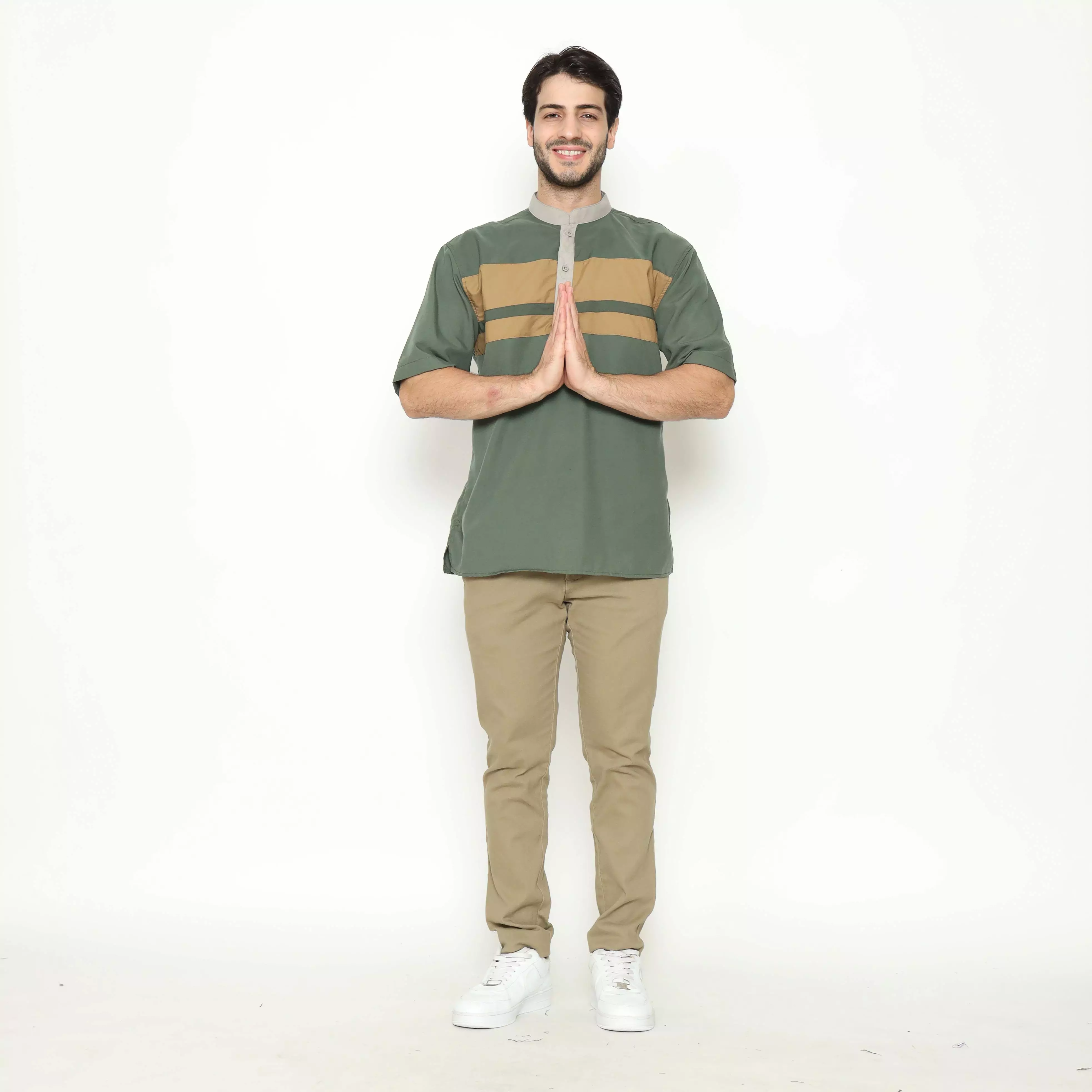 AMK Kemeja Koko Pria Lengan Pendek KK BB 004 S/s Cap 6 Green