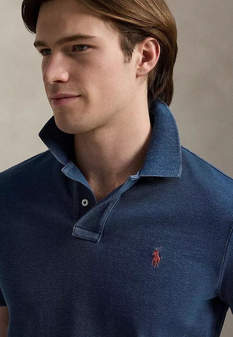 Custom Slim Fit Indigo Mesh Polo Shirt