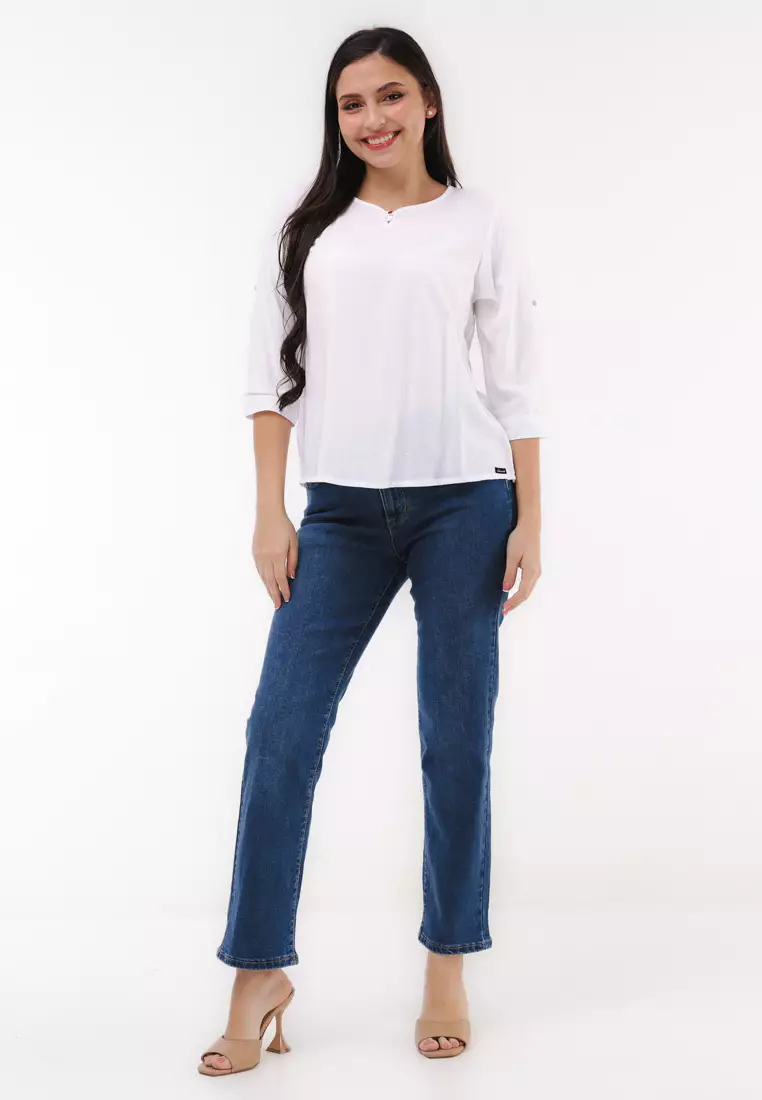 Textured Woven Short Sleeves Blouse