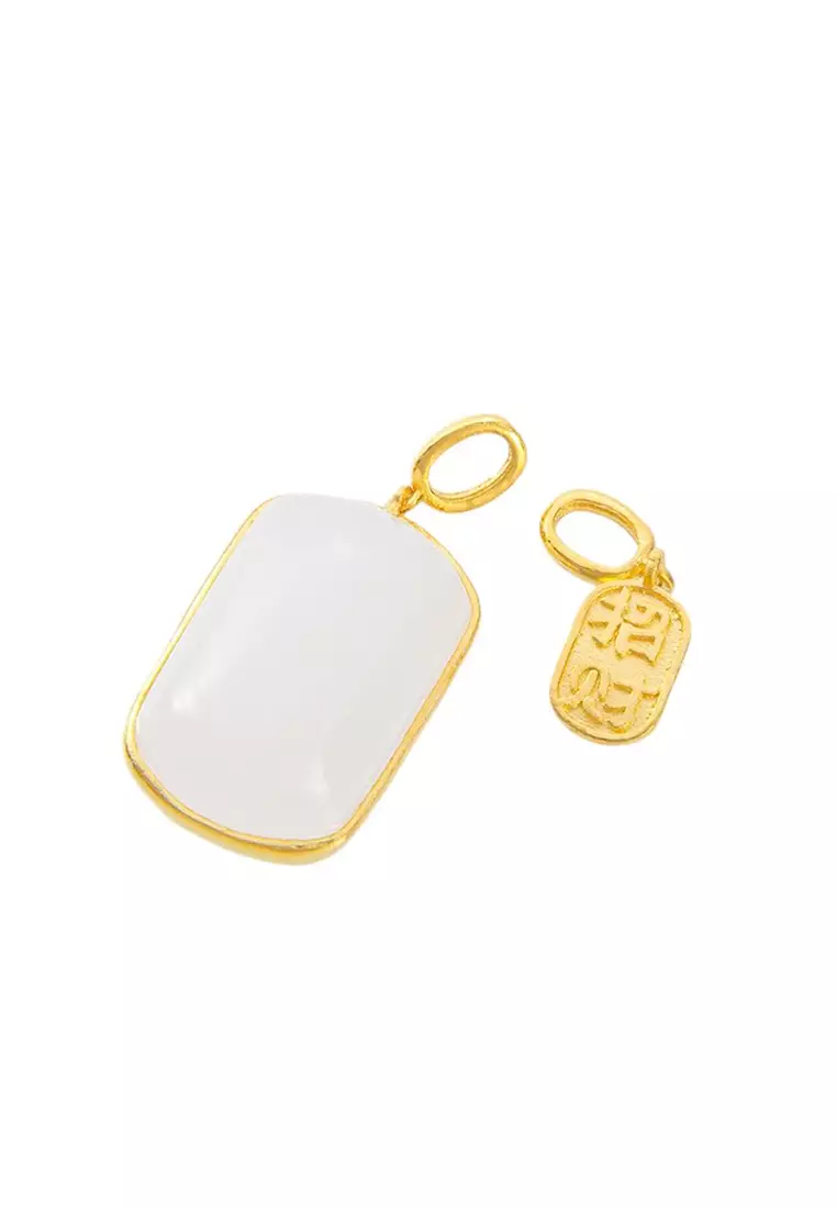 LITZ 999 (24K) Gold and Jade Pendant P157