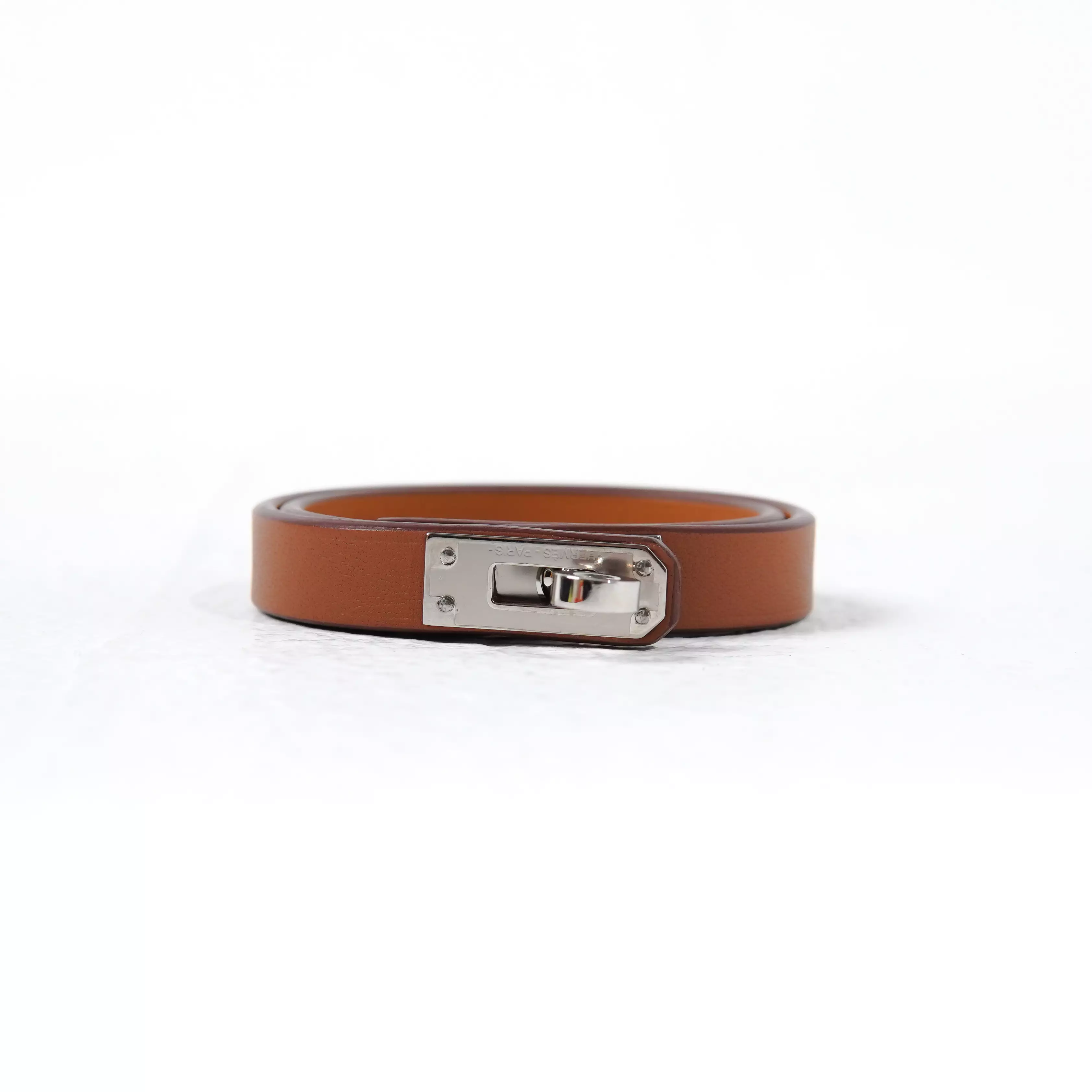 Gelang HERMES MINI KELLY SHW DOUBLE TOUR TAN BRACELET 100% ORIGINAL - OS