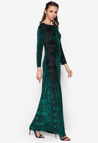 Geo Burnt Out Velvet Column Dress, 服飾, zalora時尚購物網的koumi koumi長洋裝