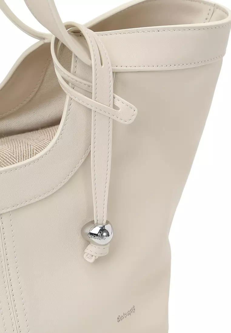 Scoop Top Basket Tote Bag - Cream Beige