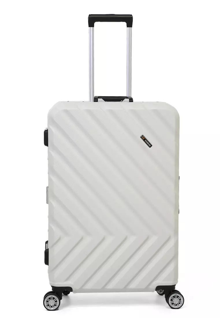 Pervaiz Koper Alumunium Frame Unisex Size 26 Inch TSA Lock System Suitcase Material Polycarbonate ORIGINAL - White