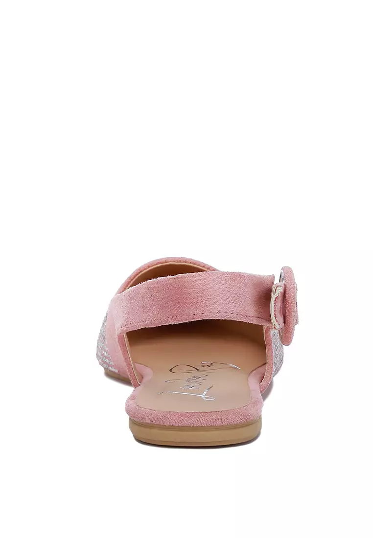 Bagal Slingback Berlian Imitasi Merah Muda
