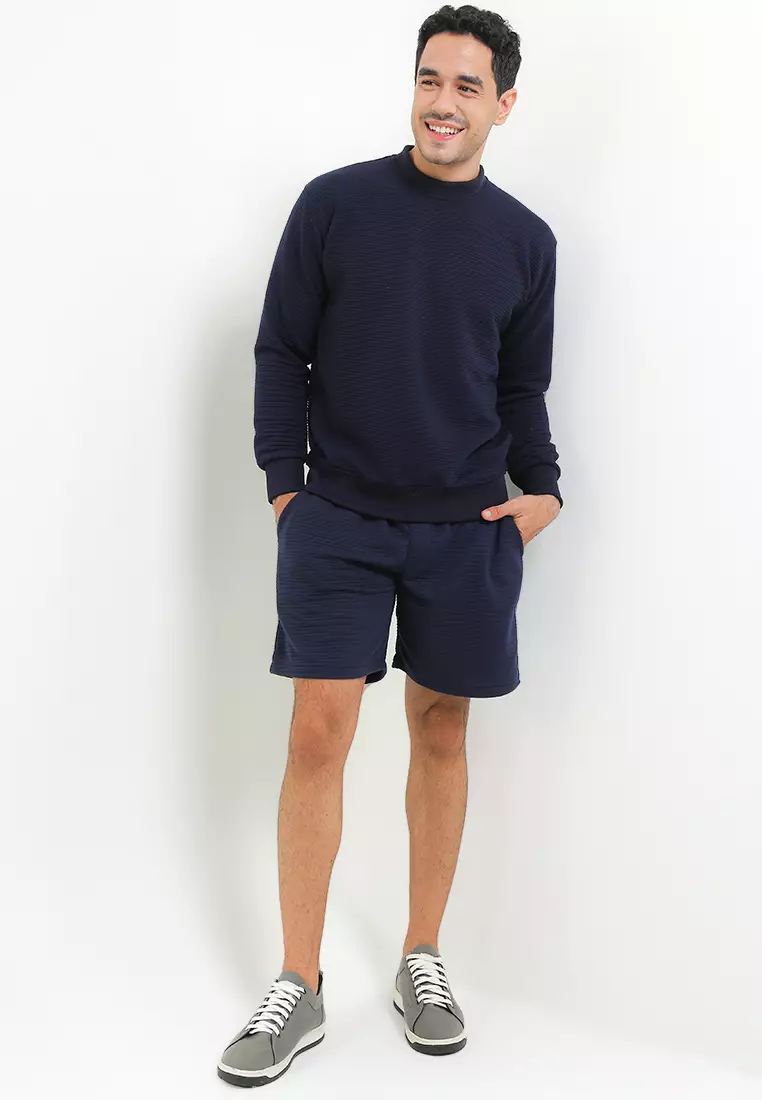 SYZLO Boardshort Kenneth Cotton Fleece - Navy Blue