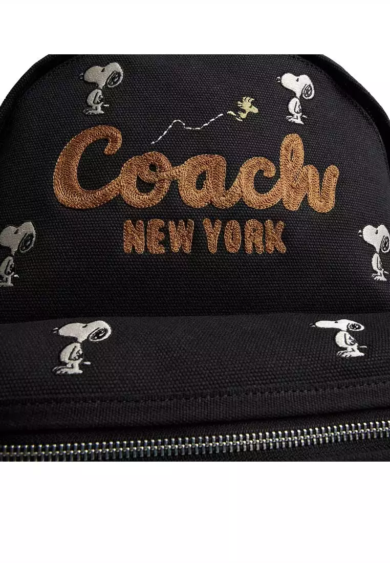 Coach X Peanuts Snoopy Cargo Backpack Black Multi CBF69