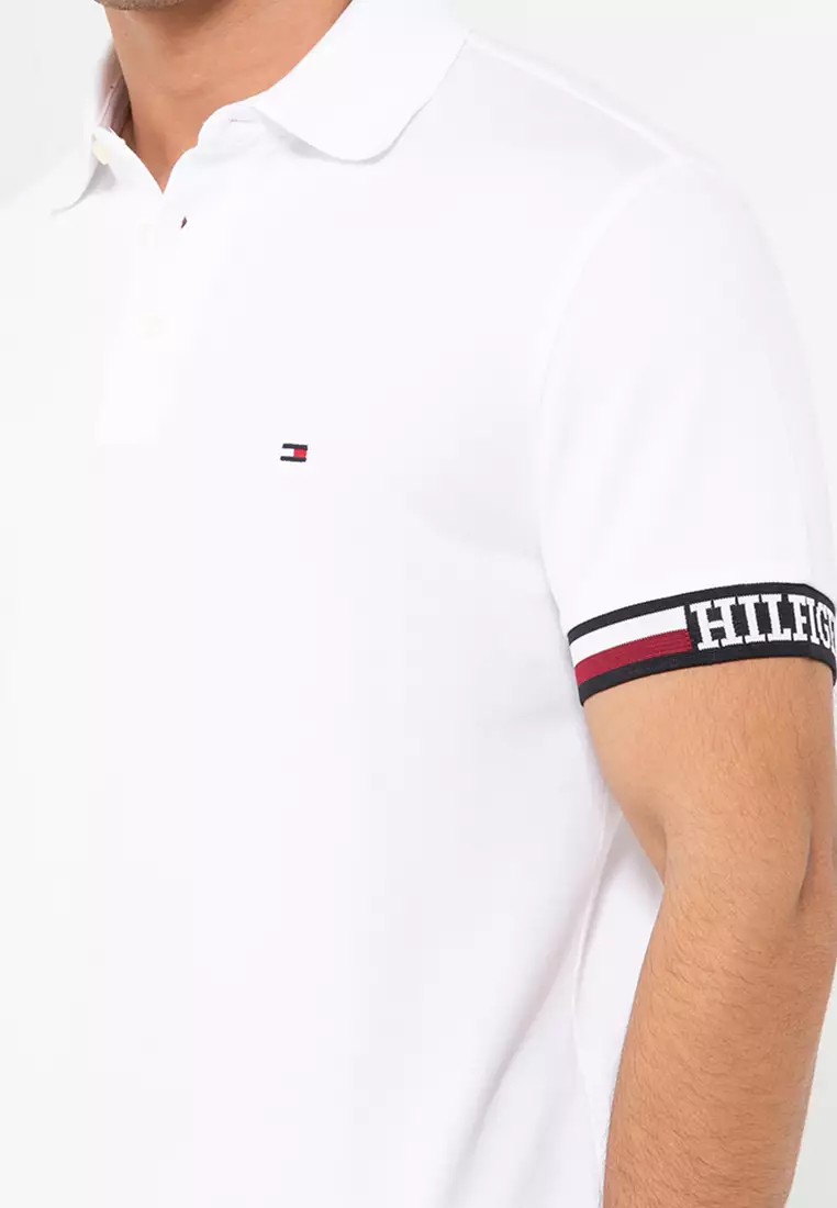 Tommy Hilfiger Monotype Flag Cuff Slim Fit Polo Shirt 2024 | Buy Tommy ...