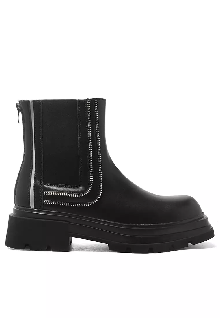 Discount on Twenty Eight Shoes  shoes - SKU: Color Matching Leather Chelsea Boots Hm2301