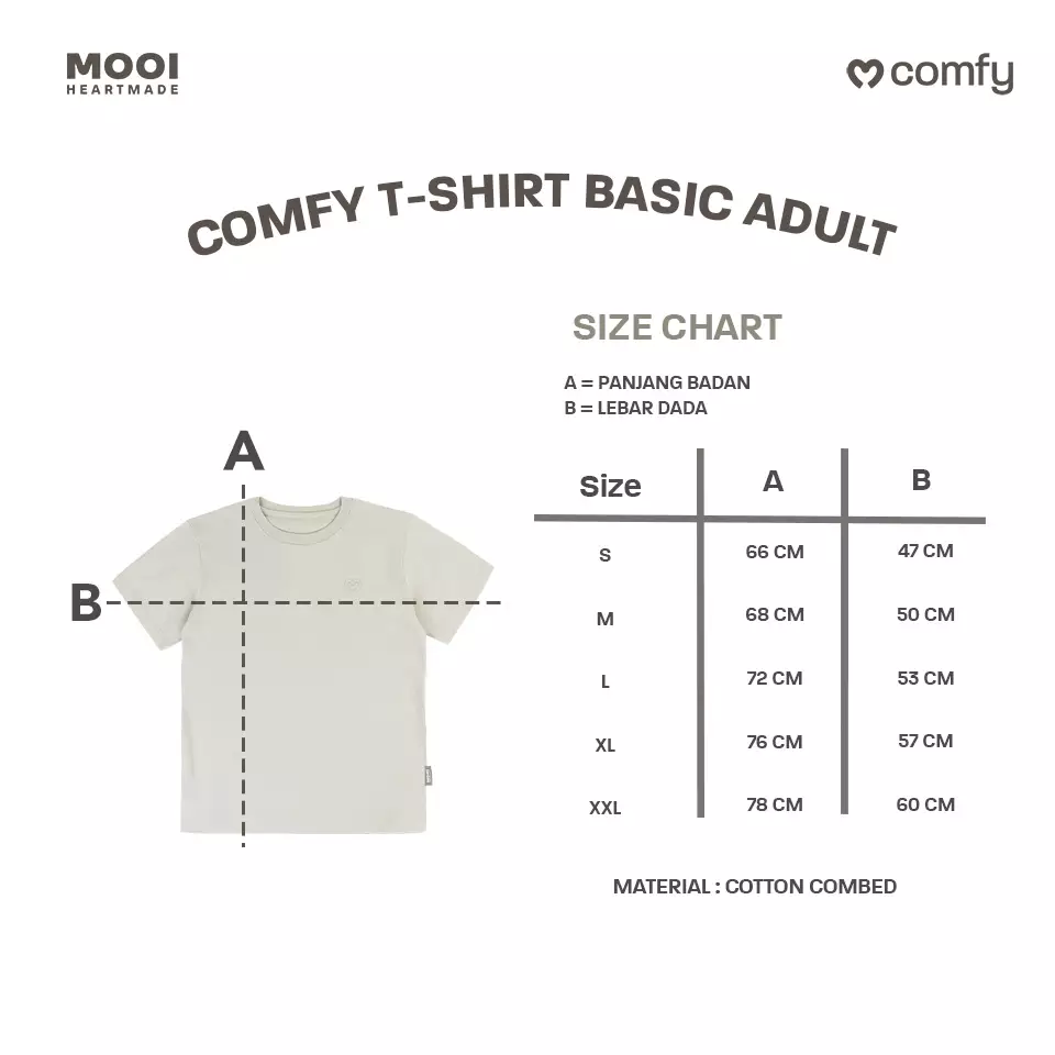 Mooi Kaos Dewasa Unisex Comfy T-Shirt Basic Adult - Beige