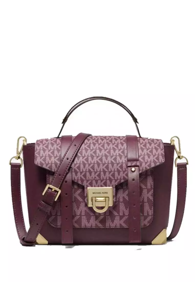 Michael Kors Manhattan Medium Leather and Logo Satchel