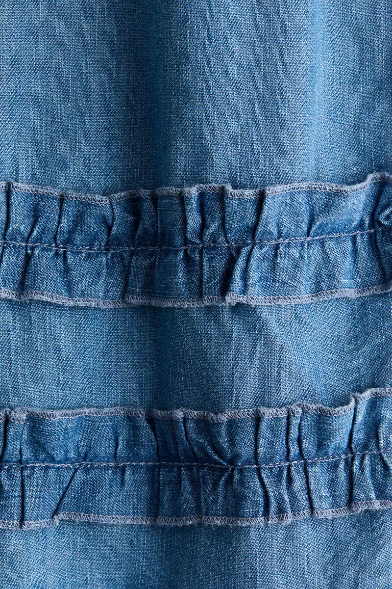 Frill-trimmed denim trousers