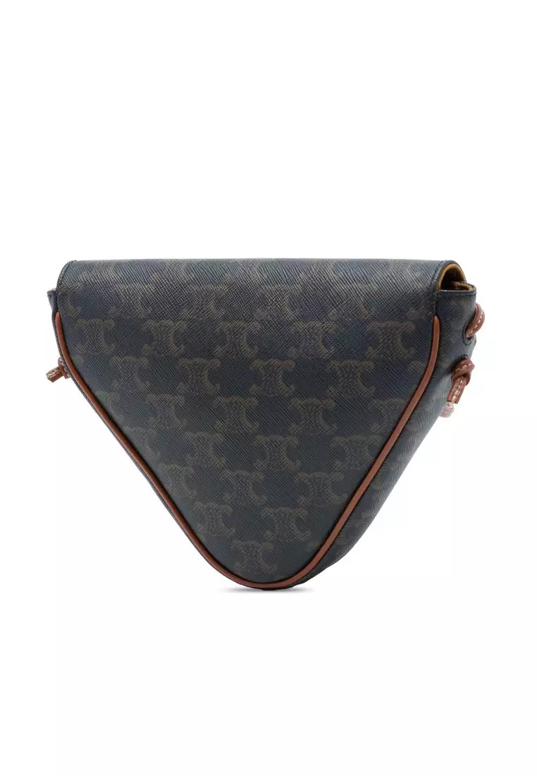 Pre-Loved Celine Triomphe Coated Canvas Logo Triangle Crossbody