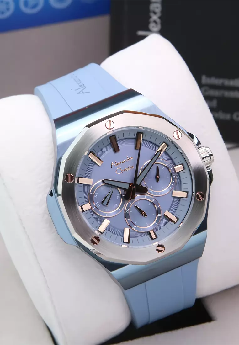 Alexandre Christie Jam Tangan Analog Wanita Blue Silicone Strap - 6675 MFRTRBU
