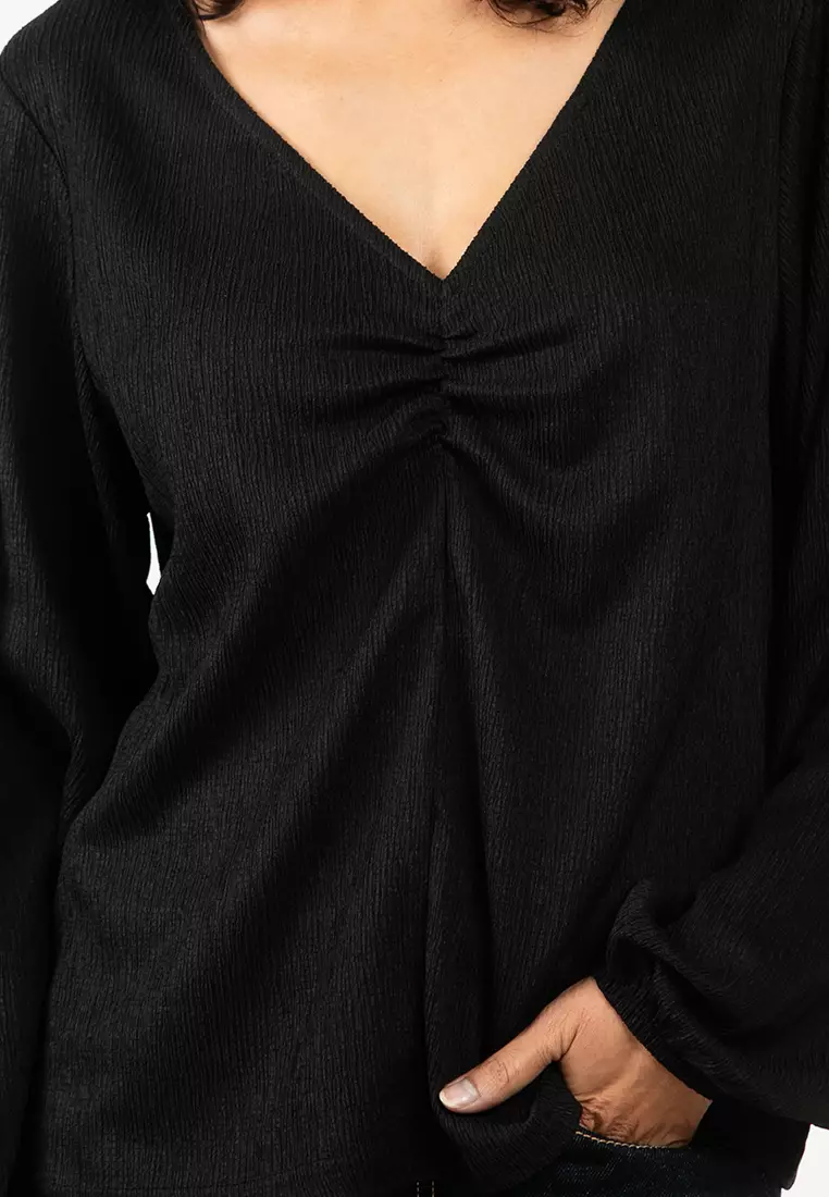 Long Sleeve V-Neck Jersey Top