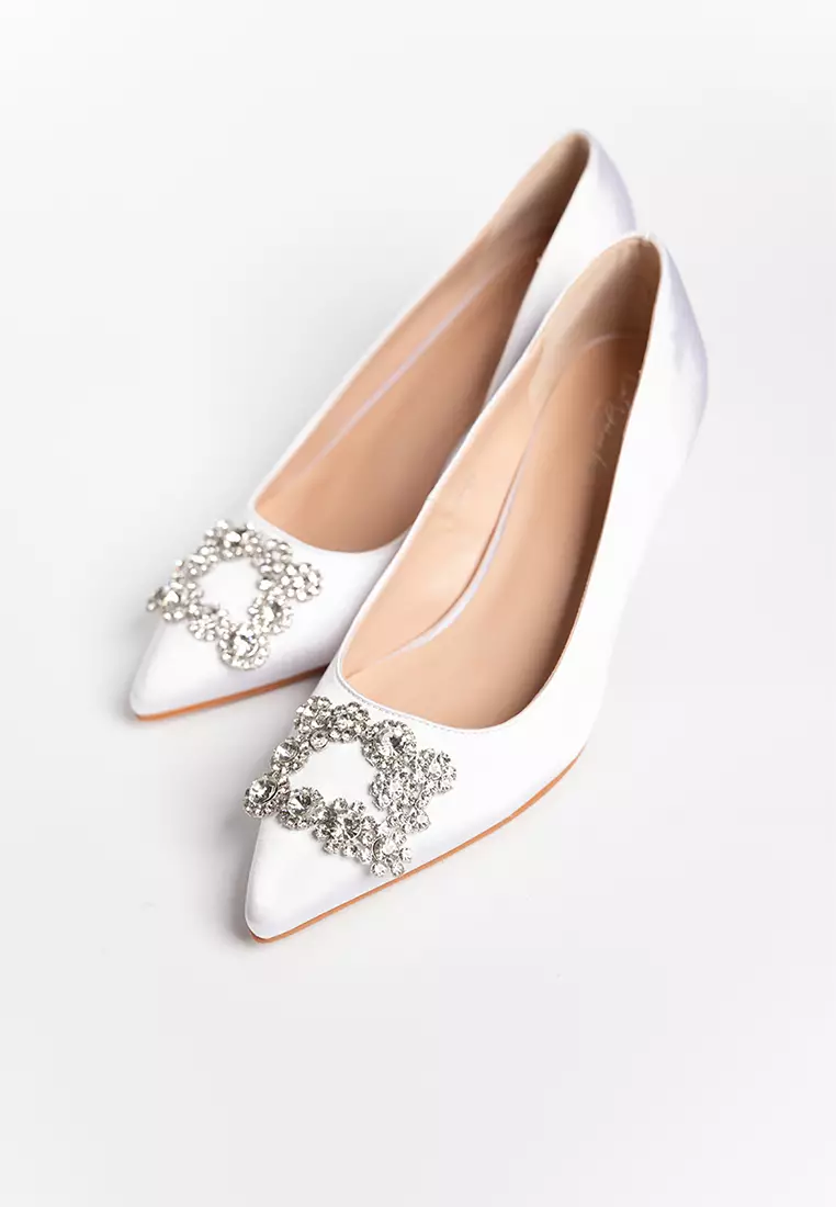 Joy Satin Rhinestone Heels