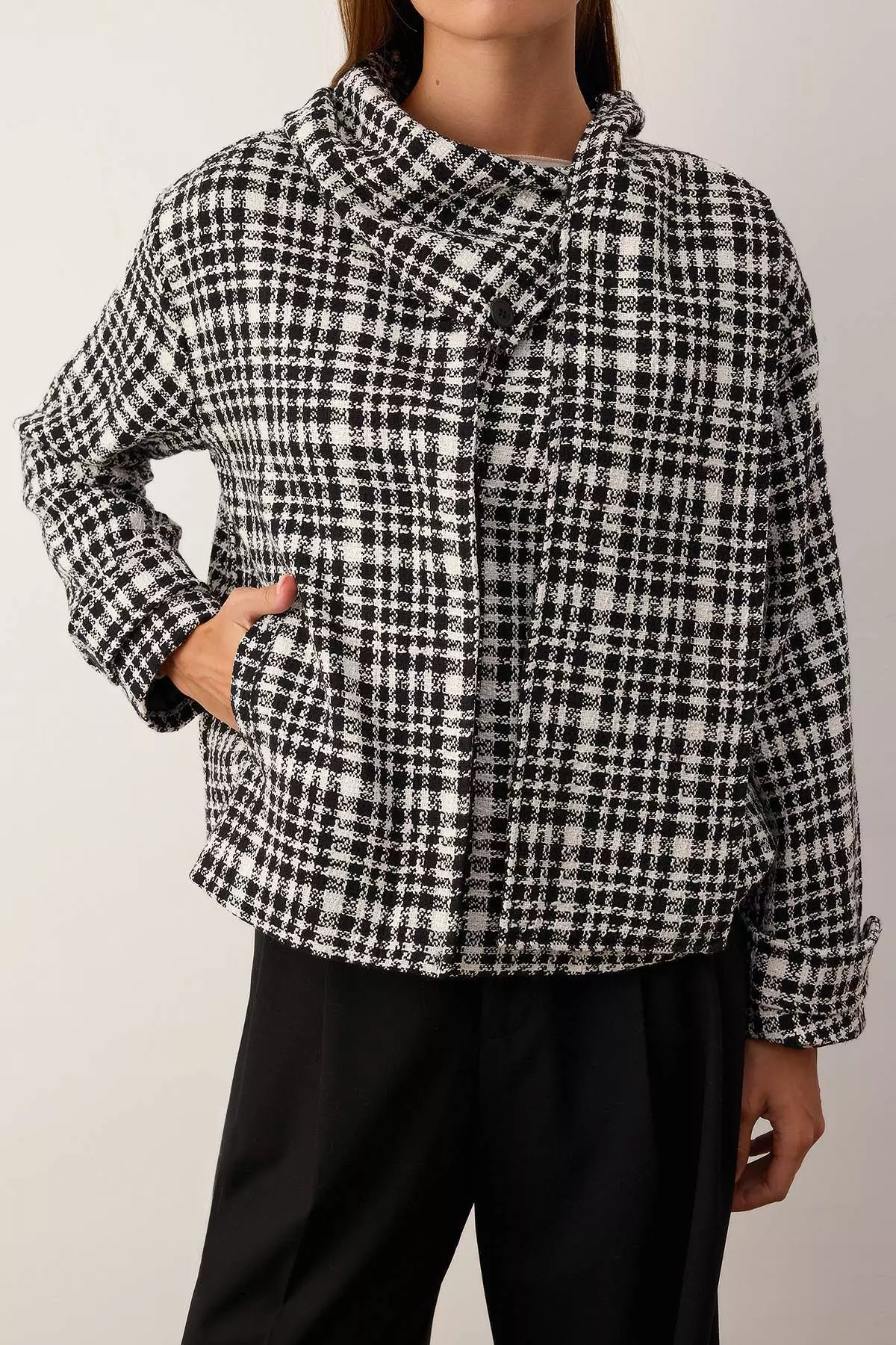 Multi-Colored Regular Fit Plaid Cashmere Coat Twoaw26Mo157