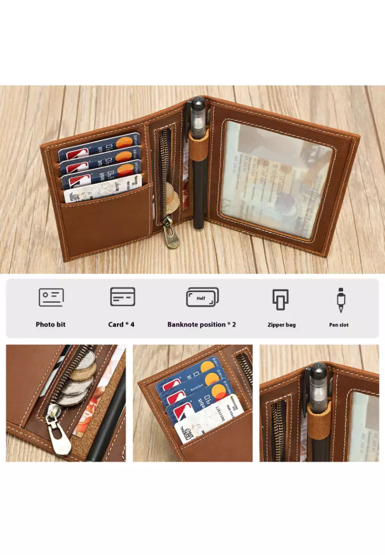 疯马皮男士钱包手工护照夹真皮多功能卡包护照包