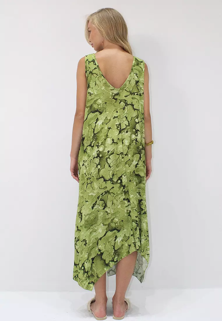 Viscose O-Ring Asymmetrical Midi Dress