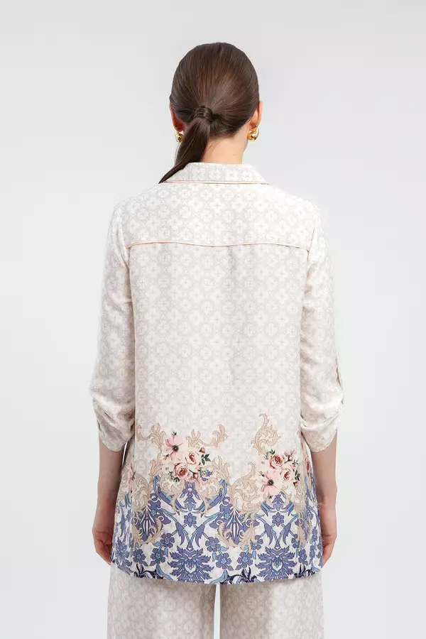 MANZONE X MINIMAL - Aighar - Floral Print Pajama Shirt - Navy Warna Navy