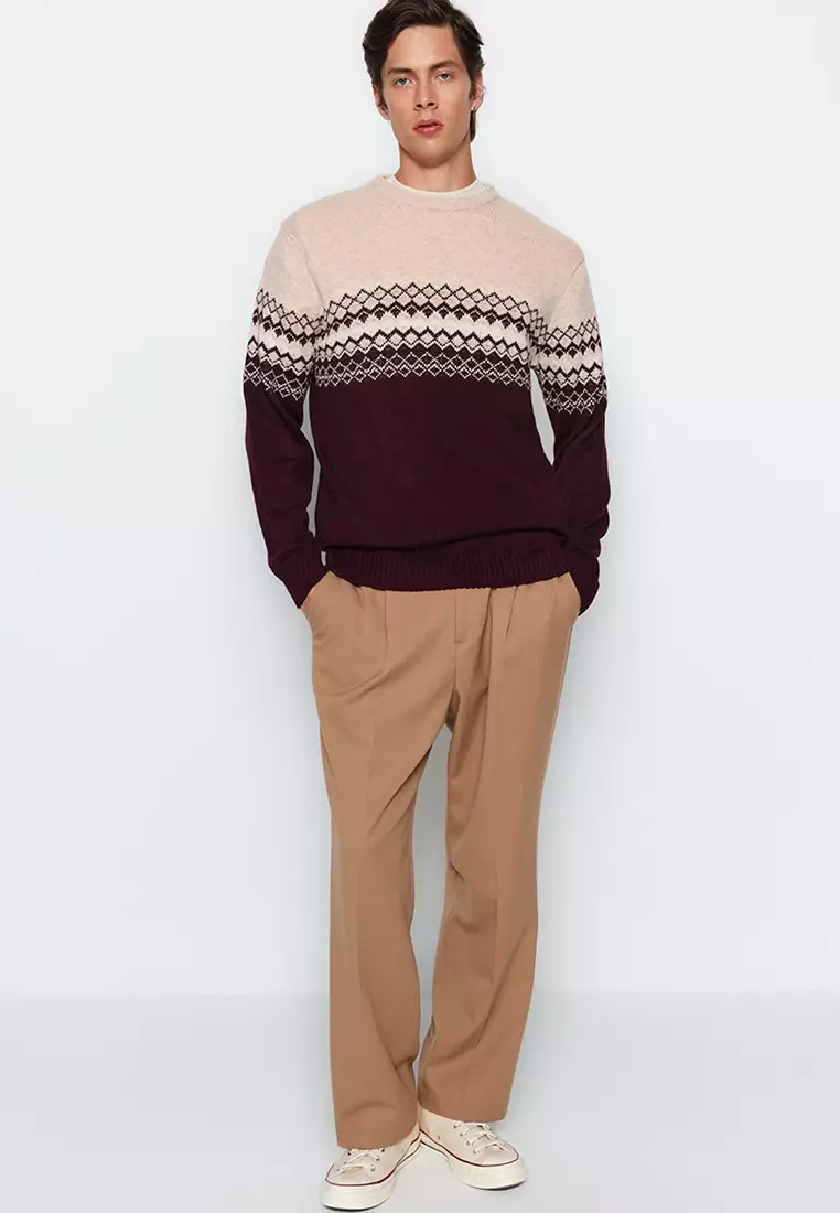 Slim Fit Printed Knitwear Sweater