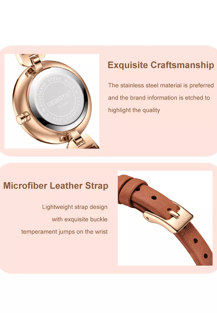 Jam Tangan Wanita Anggun Gaya Tali Kulit Anti Air Kuarsa Jam Tangan Cowok warna coklat