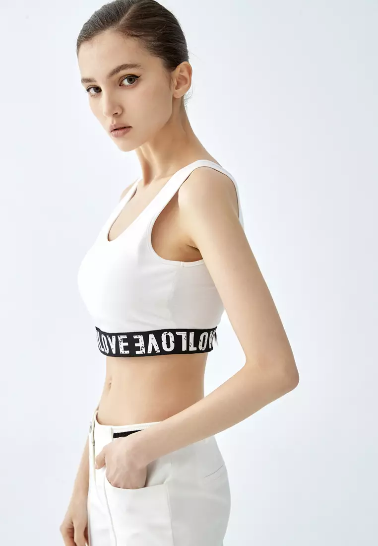 Printed Slogan Crop Tank Top