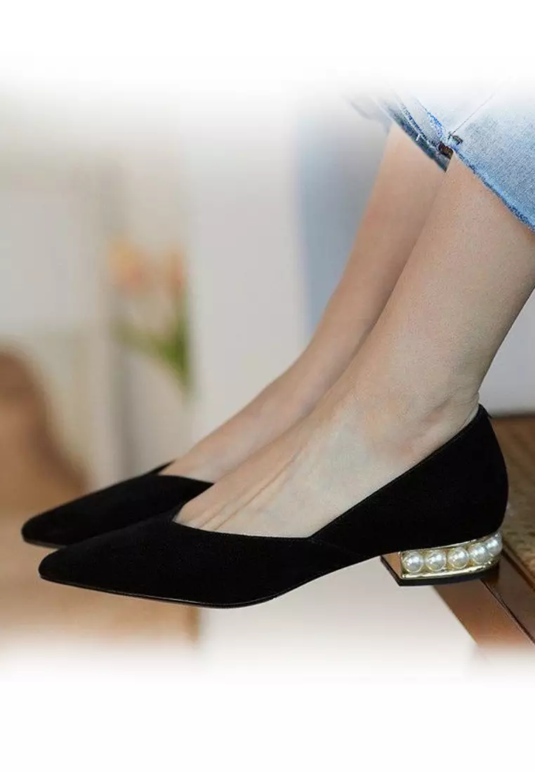VANSA Pearl Pointed Low Heel Shoes VSW-F006
