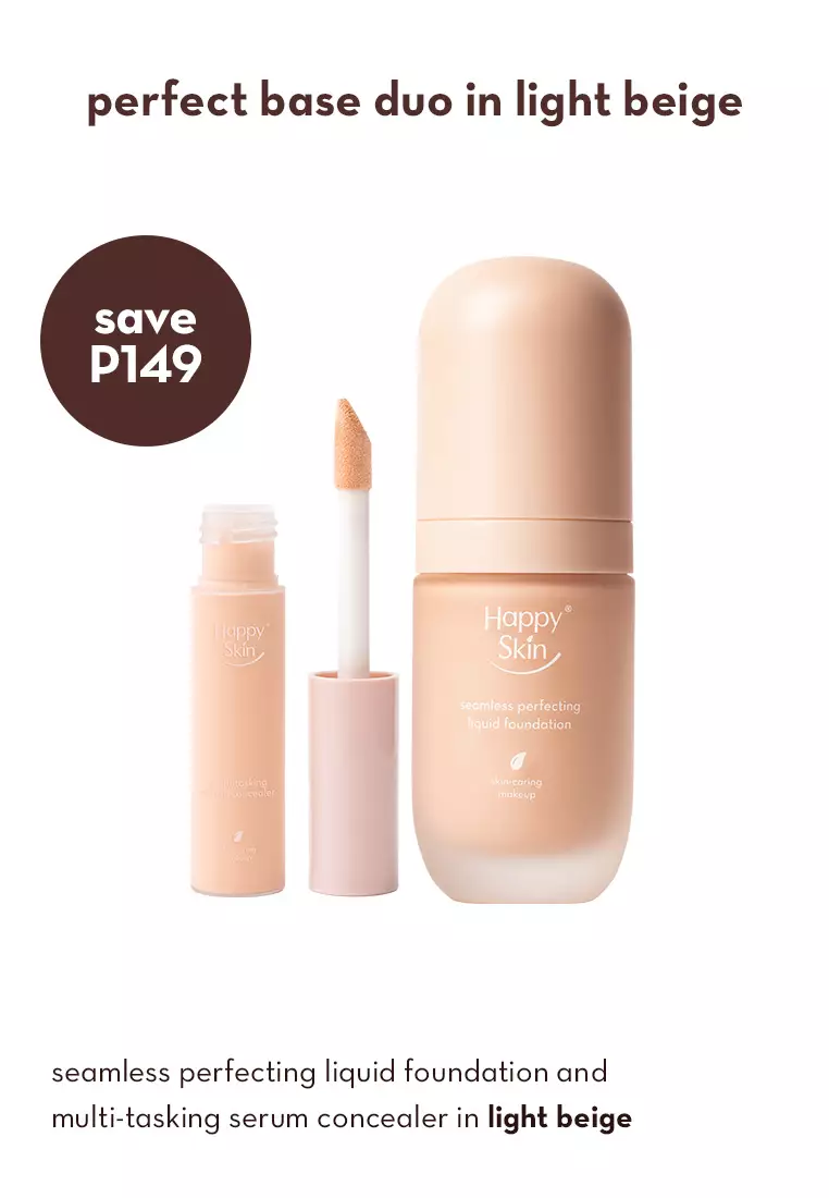 Discount on Happy Skin  shoes - SKU: Off Duty Perfect Base Duo: Foundation and Concealer in Light Beige