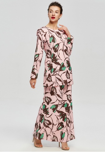 Buy Era Maya Taffy Pink Tulip Floral Baju Kurung Moden 2020 Online Zalora Singapore