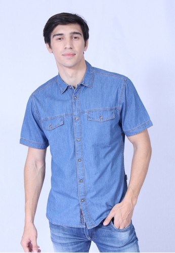 Jual Osella  baju pria  kemeja  lengan pendek Navy Original 
