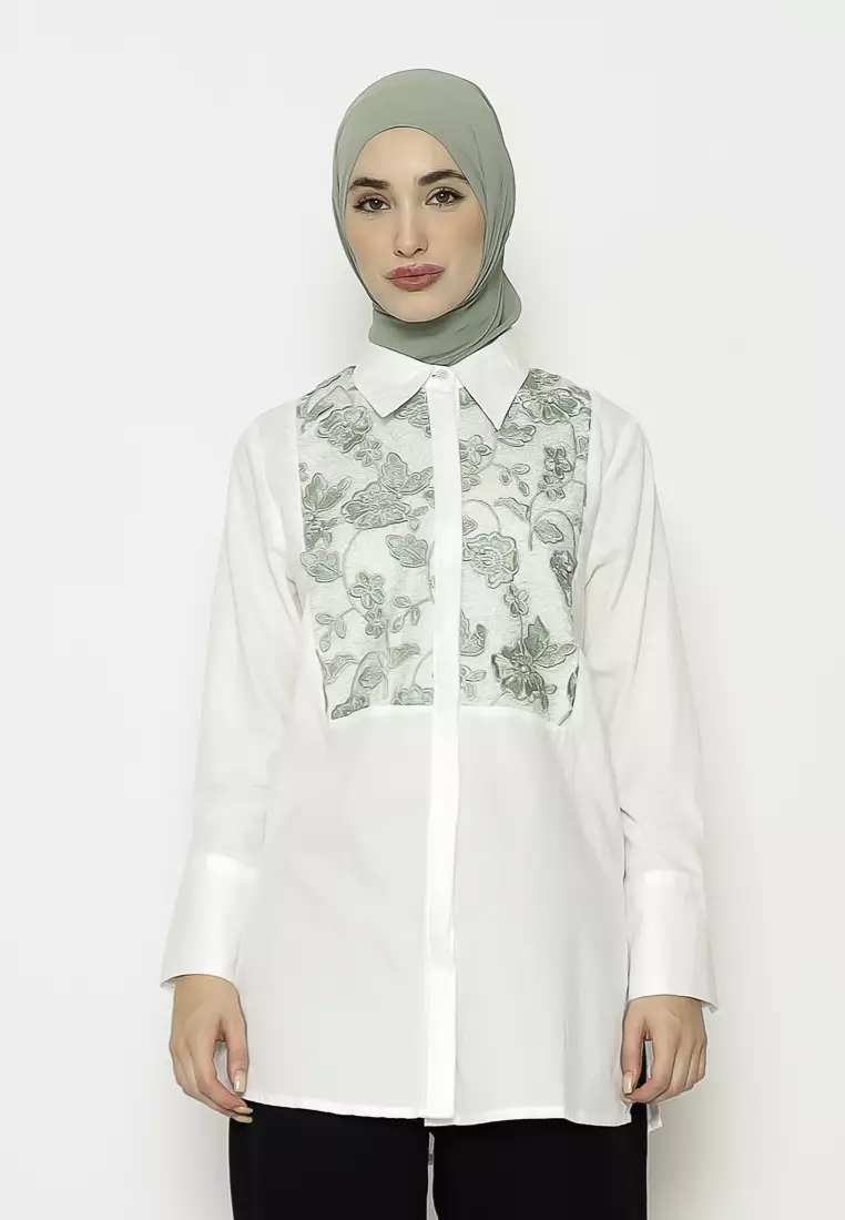 Urban Exchange Miranda Green Shirt - Atasan Tunik Kemeja Hijau Warna Green