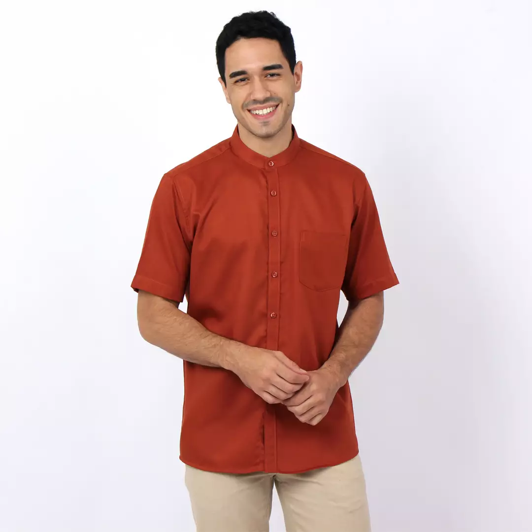 Simple Perfect Kemeja Pria Lengan Pendek Kerah Shanghai Solid Basic - 2235 Monza