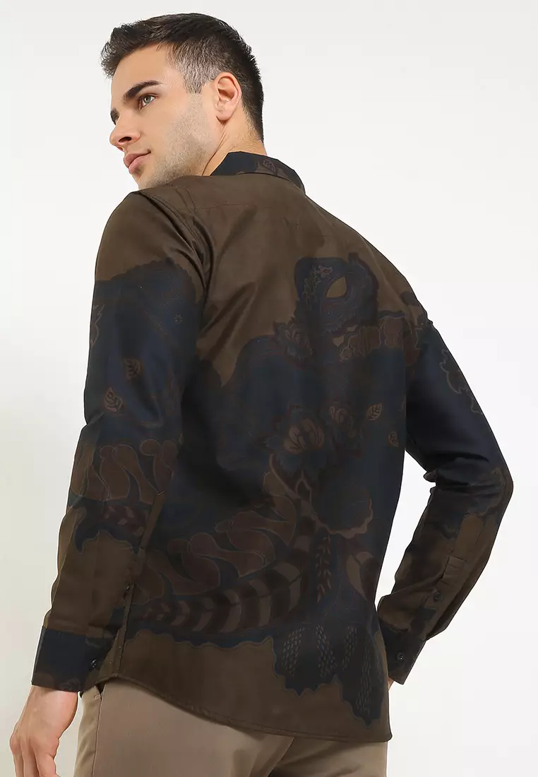 BATIK TALENTA EXCLUSIVE Lengan panjang slimfit HIJAU KOMB 02