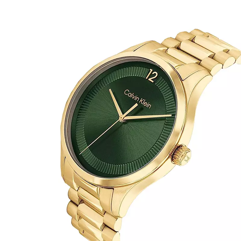 Jam Tangan Unisex Calvin Klein Ionic 25200229 Green Dial Gold Stainless Steel Strap