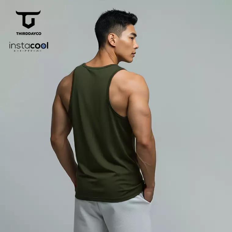 THIRDDAY Kaos Kutung Singlet Tank Top Gym instacool "diag cut katakana" SVN Army MTY67