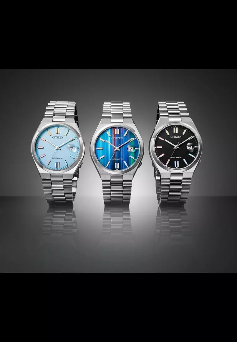 Citizen 西鉄城 TSUYOSA 系列黑色錶盤不銹鋼錶帶自動機械商務男士腕錶 NJ0151-53E