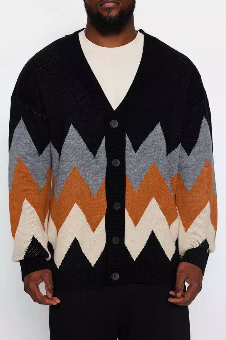 Buy Trendyol Plus Size Oversized Diamond Pattern Cardigan 2025