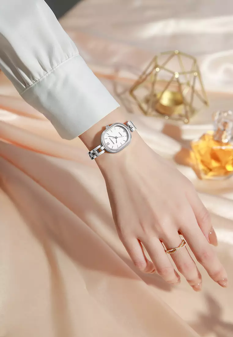 Jam Tangan Wanita Anti Air Korea Kuasar Original Cewek Gelang Tali Jam Tangan Cewek silver
