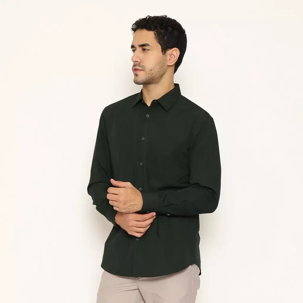 AMK Kemeja Basic Pria Lengan Panjang SHS GINJIRO L/S Green